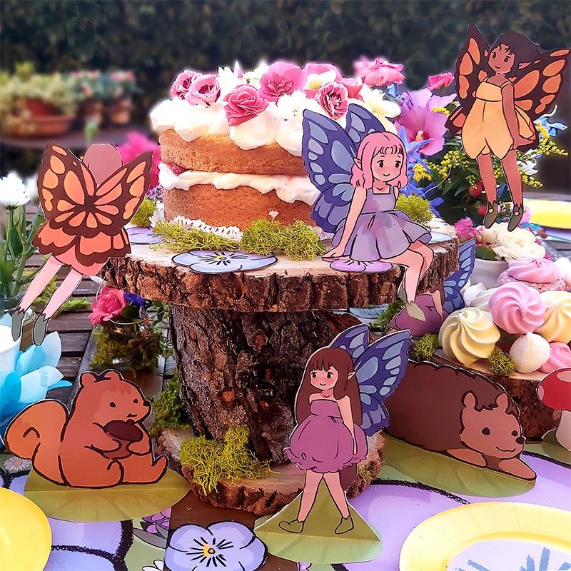Set Decorazione torta Fate con svolazzanti e tenere fatine colorate