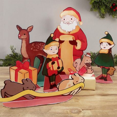 Decorazione natalizia Babbo Natale ed Elfi